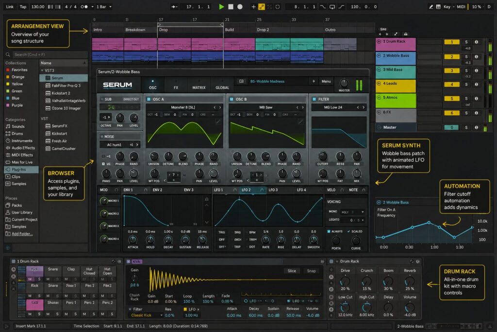 learning sound design in ableton live with serum synthesizer plugin for electronic music