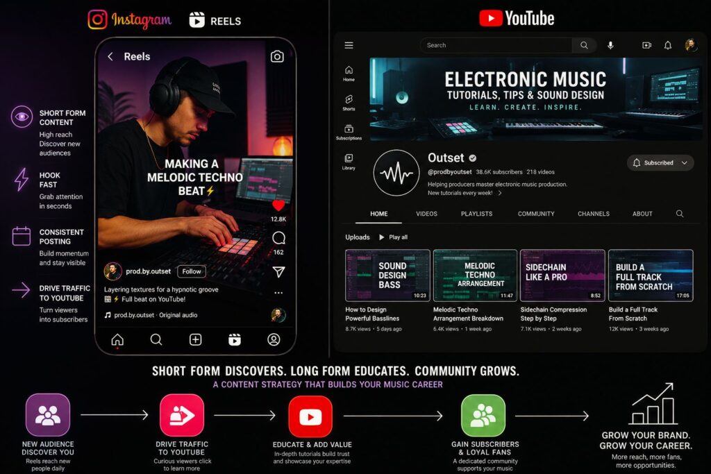 electronic music producer promoting music on instagram youtube to build audience and start music career