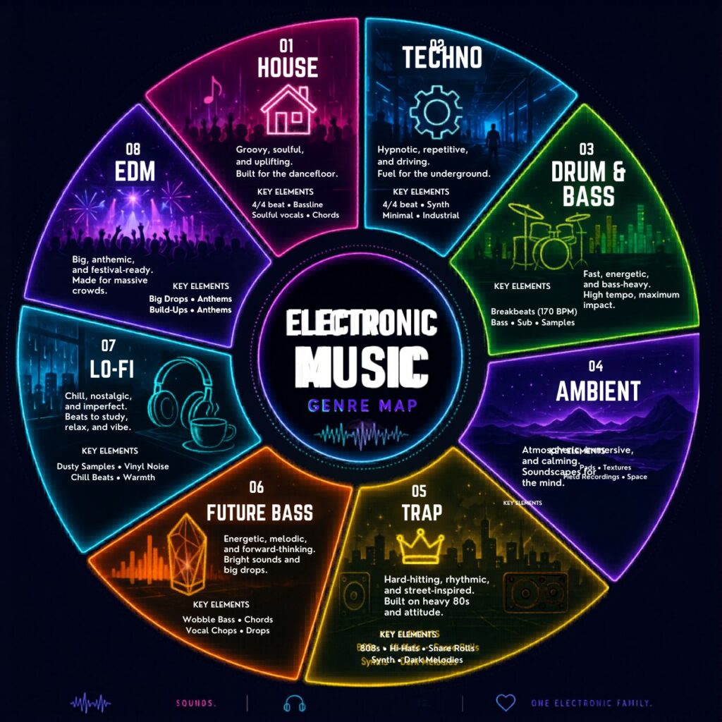 electronic music genre map for beginners choosing how to start making electronic music
