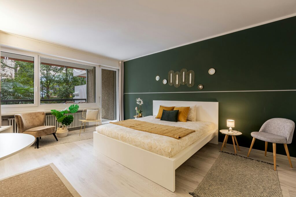 paint a bedroom cost - freshly painted bedroom with warm neutral tones