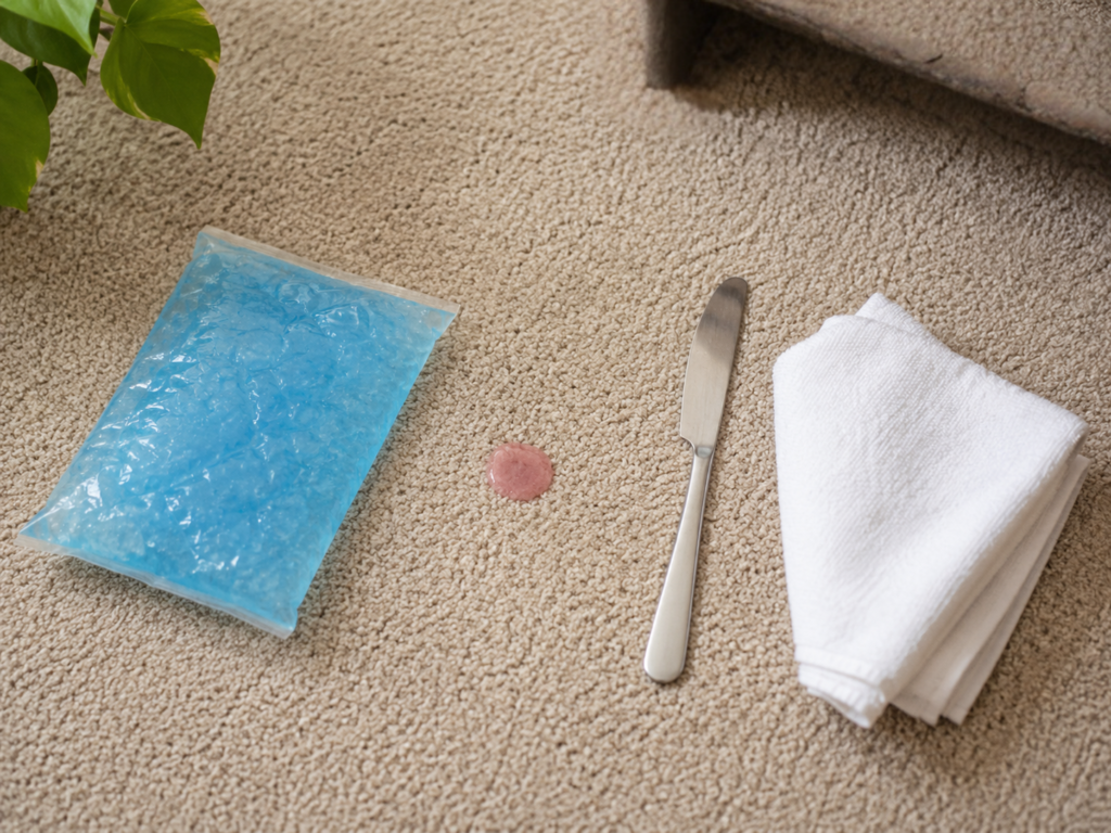 remove candle wax from carpet using ice pack butter knife and white cloth method